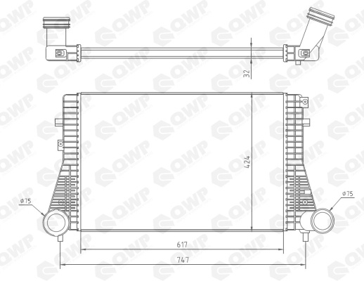 Intercooler compresor WIC104 QWP pentru Skoda Superb Skoda Octavia Skoda Laura Vw Tiguan Skoda Yeti Vw Cc Vw Passat Audi A3 Vw Touran Vw Golf Vw Rabbit Vw Caddy Seat Altea Seat Toledo Vw Jetta Vw Vento Seat Leon Vw Eos Audi Tt