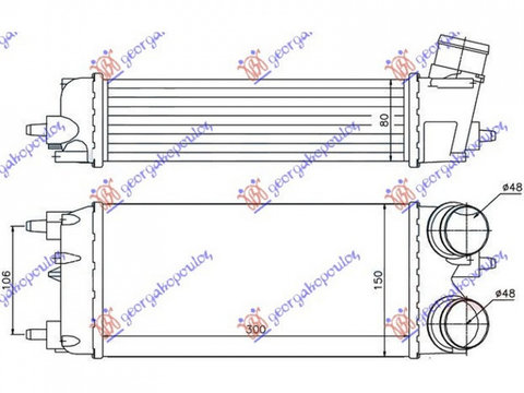 INTERCOOLER FORD FIESTA 2013->2017 Radiator intercooler 1.4-1.6 tdci (300x150x80) PIESA NOUA ANI 2013 2014 2015 2016 2017