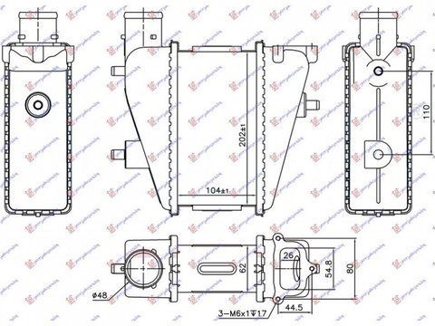 INTERCOOLER HONDA CIVIC 2005->2011 Radiator intercooler 2.2 CTDI 104x202x62 hatchback PIESA NOUA ANI 2005 2006 2007 2008 2009 2010 2011