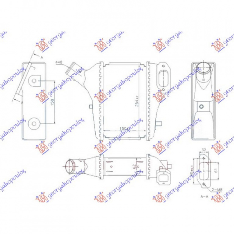 INTERCOOLER HONDA CR-V 2013->2017 Radiator intercooler 1.6-2.2 i-DTEC diesel (150x255x62) 2013->2015 PIESA NOUA ANI 2013 2014 2015 2016 2017 2018