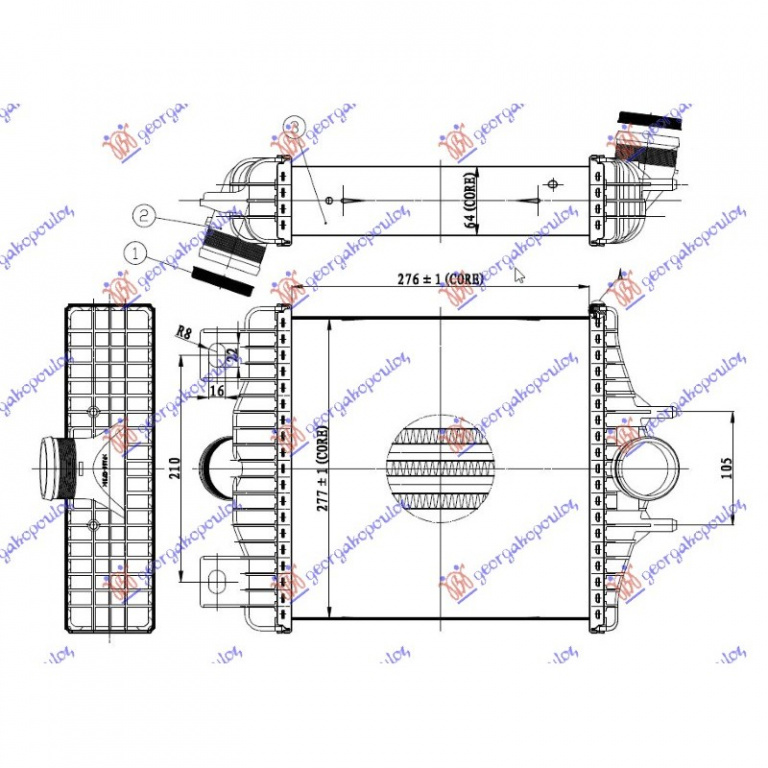 INTERCOOLER LAND ROVER RANGE ROVER SPORT 2013->2018 Radiator intercooler toate benzina-diesel (276x276x64) PIESA NOUA ANI 2013 2014 2015 2016 2017 2018