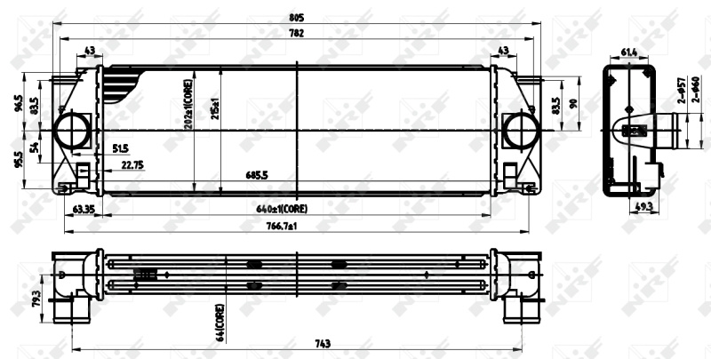 INTERCOOLER ~ MERCEDES-BENZ SPRINTER 3-t Platform/Chassis (B906) 211 CDI (906.111, 906.113, 906.211, 906.213) 209 CDI (906.111, 906.113, 906.211, 906.213) 216 (906.113, 906.213) 218 CDI (906.111, 906.113, 906.211, 906.213) 109cp ~ NRF 30310 ~ NRF