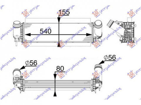 INTERCOOLER NISSAN NAVARA D23 2015-> Radiator intercooler 2.3 dCi diesel (540x155x80) PIESA NOUA ANI 2015 2016 2017 2018 2019