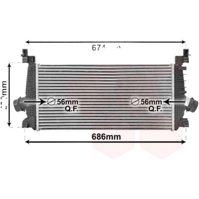 Intercooler OPEL ASTRA J GTC 2011-> pentru 1.4, perioada 2011 2012 2013 2014 2015 2016 PIESA NOUA pana la an de fabricatie 10/2015, grosime mm 30, cu cupla rapida, diametru admisie mm 56, diametru evacuare mm 56, latime fagure mm 280, lungime fagure 