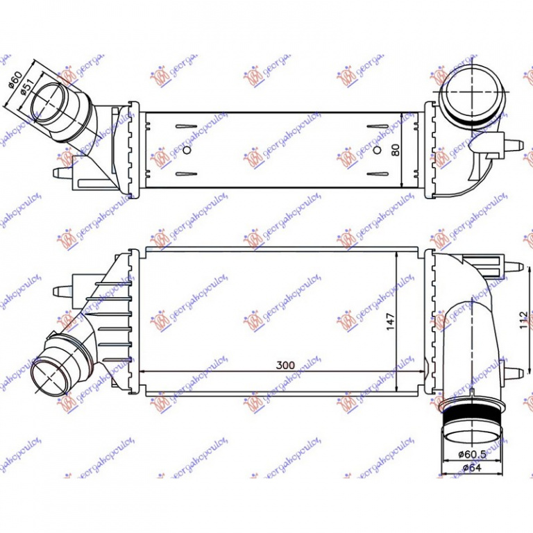 INTERCOOLER PEUGEOT EXPERT 2007->2015 Radiator intercooler 2.0 hdi diesel 2011-> 300x145x80 PIESA NOUA ANI 2007 2008 2009 2010 2011 2012 2013 2014 2015 2016