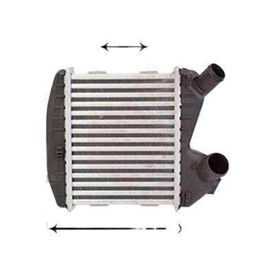 Intercooler SMART FORTWO cupe 450 2004->2007 pentru 0.8 CDI , perioada 2004 2005 2006 2007 PIESA NOUA grosime mm 50, diametru admisie mm 41, diametru evacuare mm 34, latime fagure mm 220, lungime fagure mm 170,