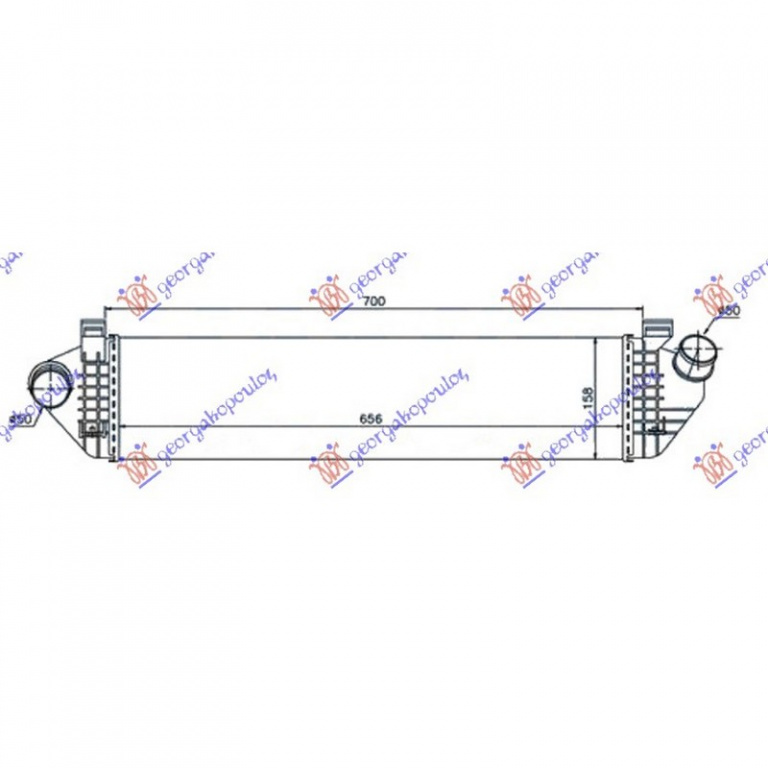INTERCOOLER VOLVO C30 2006-> Radiator intercooler 1.6-2.0 D diesel (655x160x40) ( 50) PIESA NOUA ANI 2006 2007 2008 2009 2010 2011 2012 2013