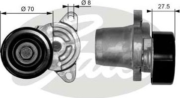 Intinzator.curea transmisie Multi-V belt tensioner HYUNDAI ACCENT II ELANTRA III GETZ GRANDEUR HIGHWAY I30 MATRIX SANTA FE HYUNDAI SONATA V (NF), Sedan, 12.2004 - 11.2012 Gates T38454