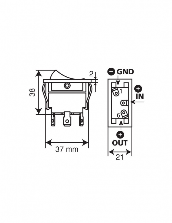 Intrerupator basculant iluminat 12V - 20