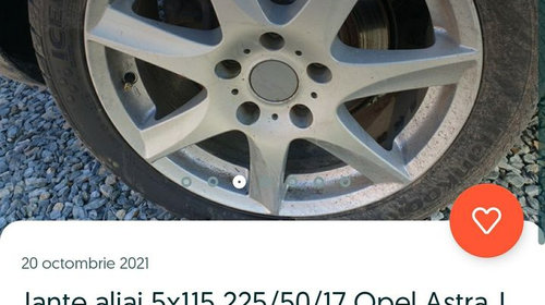 Jante tabla aliaj roti iarna 5x115 Opel 