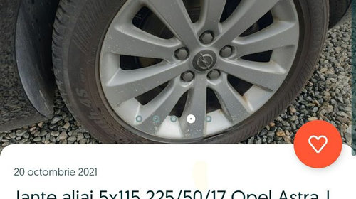 Jante tabla aliaj roti iarna 5x115 Opel 