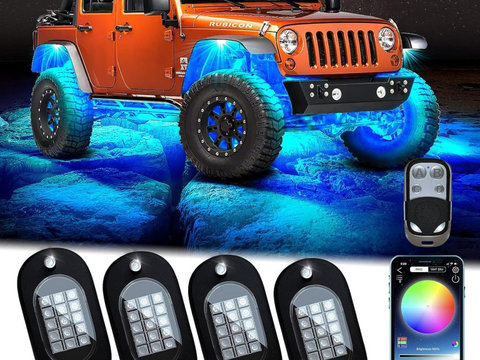 Kit 4 Lumini Ambientale RGB, model "ROCK LIGHT" cu telecomanda si aplicatie telefon, destinate Off-Road, ATV, SSV AVX-T031023-9
