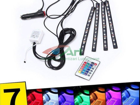 Kit banda LED SMD RGB pentru interior cu telecomanda