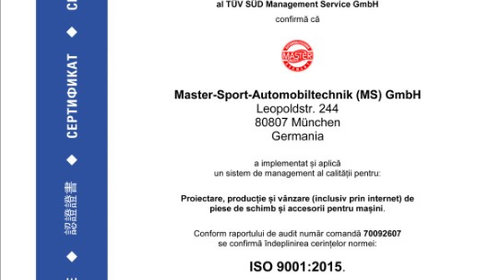 Kit brate Audi A4 B6 B7, 2001-2008 MASTE