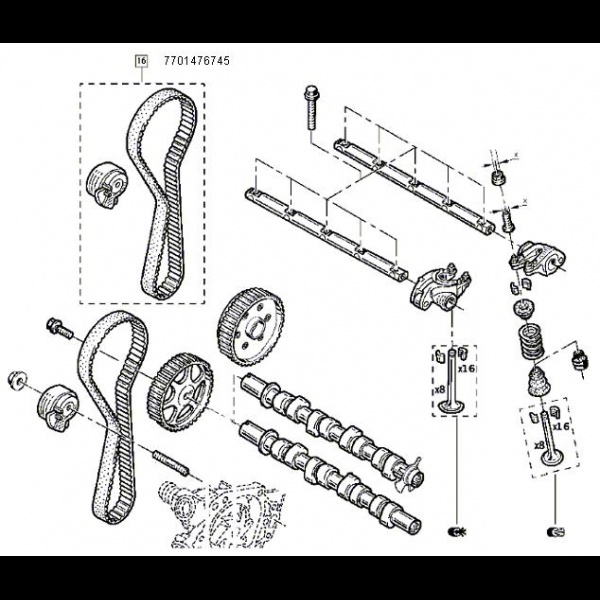 Kit distributie Dacia logan / sandero 12.16v ORIGINE RENAULT cod 7701476745