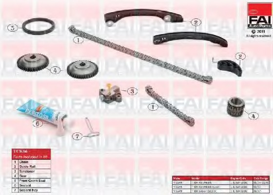 Kit lant de distributie TCK66 FAI AUTOPARTS pentru Nissan Livina Nissan Dualis Nissan Qashqai Nissan Micra Nissan March Nissan Note Nissan Tiida Nissan Latio Nissan Cube Nissan Nv200 Nissan Juke