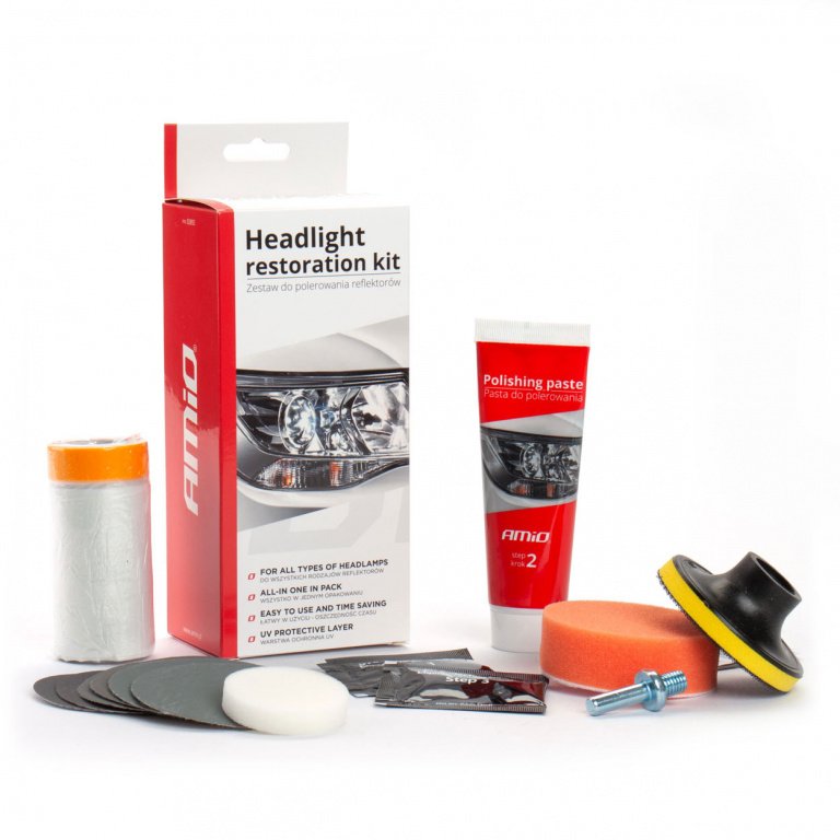 Kit polish faruri, cu protectie UV, AMIO, 1 set