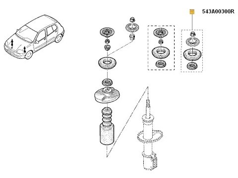 KIT REPARATIE FLANSA AMORTIZOR RENAULT CLIO II, KANGOO, SYMBOL