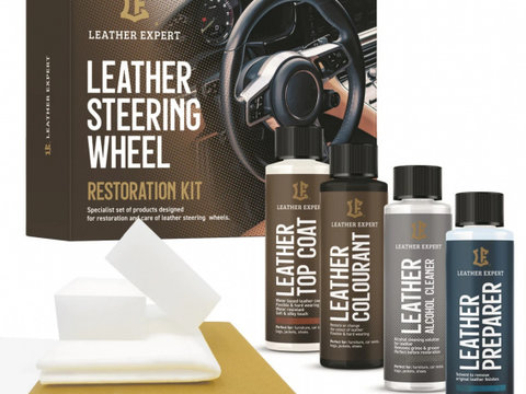 Kit restaurare volan de culoare neagra LEATHER EXPERT Leather Steering Wheel Restoration Kit Black