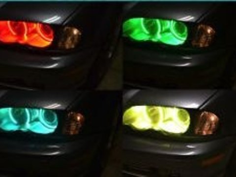 Kit RGB Led Angel Eyes BMW 16 culori cu telecomanda E46 cu LUPA