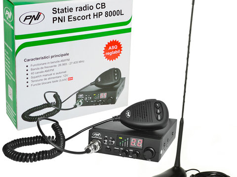 Kit Statie radio CB PNI ESCORT HP 8000L ASQ + Antena CB PNI Extra 45 cu magnet PNI-PACK8