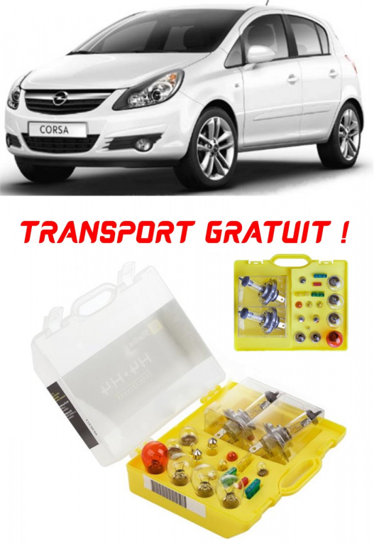 Kit trusa Set becuri H4 compatibila cu Opel Corsa D din 2006 - 2014 , bec far, semnalizare , pozitie, iluminare numar, frana, plafoniera, stop frana Set-bec-H4-150