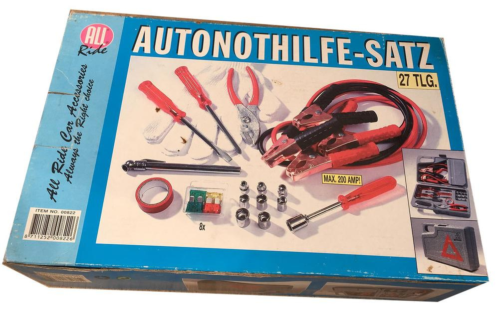 Kit urgenta All Ride 27 bucati - cablu curent 200Ah, surubelnite, patent, banda izolatoare, manusi, sigurante