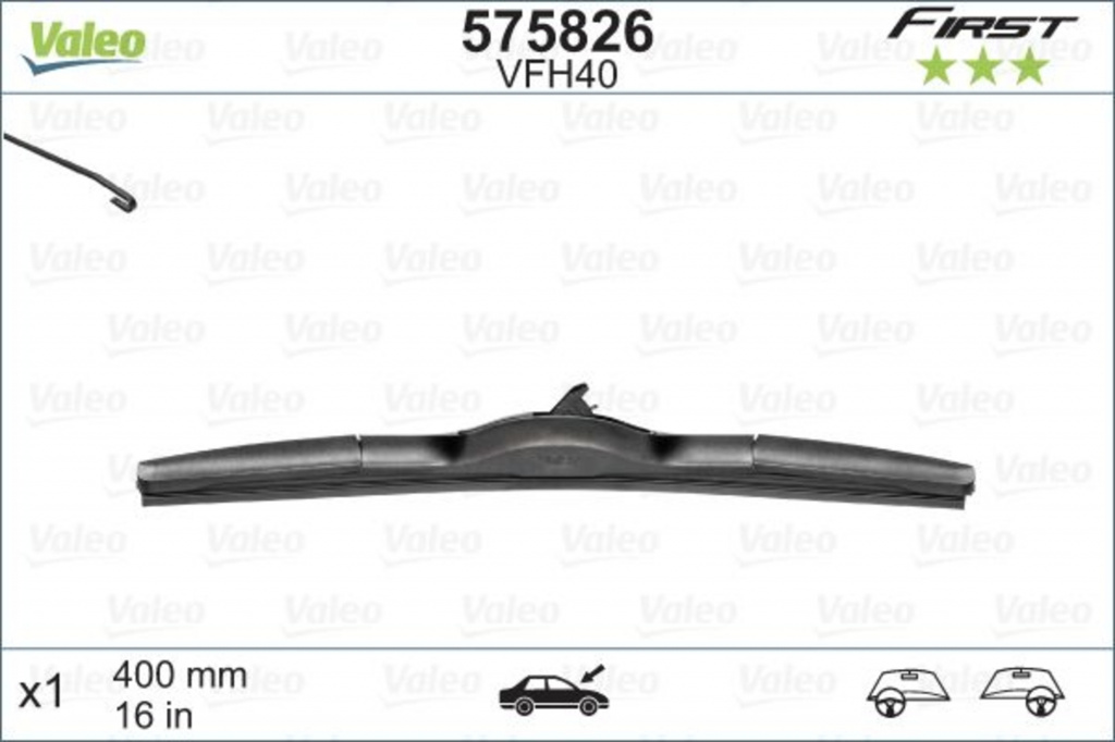 Lamela stergator 575826 VALEO pentru Mazda Cx-7 Mazda 6 Toyota Rav Hyundai Ix35 Hyundai Tucson Hyundai I40 Kia Rio Toyota Auris Toyota Blade Toyota Verso Honda Cr-z Nissan Qashqai Hyundai Grand Hyundai I10 Nissan X-trail