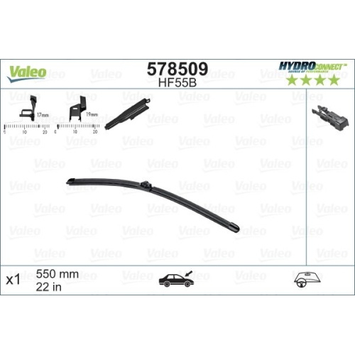 Lamela stergator Hidroconect Citroen C5 (Rd/Td), 01.2008-, Ford Mondeo, 10.2014-, Mercedes A-Klasse (W169), 05.2008-06.2012, Mercedes A-Klasse (W169), 09.2004-05.2008, Fata, Dreapta, VALEO