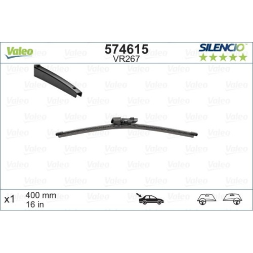 Lamela stergator luneta 400mm/16in Seat Toledo (Nh) 10.12-, Skoda Octavia III (5e) 01.13-05.17/03.17-09.20, Rapid (Nh) 10.12-, Superb (3t) 06.13-07.15, Superb (3v) 05.15-06.24, VW Caddy III (2k) 06.15-, Transporter(T6) 04.15-, VALEO SILENCIO