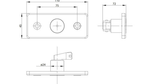 Lampa gabarit 110x45, LED, alba, 12-36V 