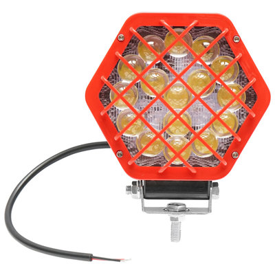 Lampa hexagonala grilaj plastic rosu 16 LED-uri DC