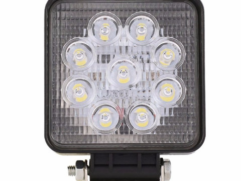 Lampa LED 9 LED-uri 27W Spot Slim Patrat 12V