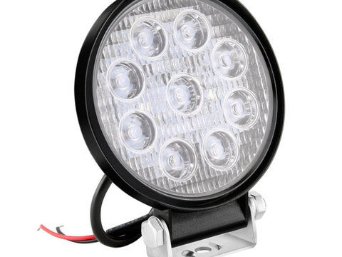 Lampa LED 9 LED-uri 27W Spot Slim Rotund 12V