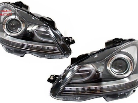 LED DRL Faruri Bi-Xenon Mercedes C-Class W204 Facelift (2011-2014)