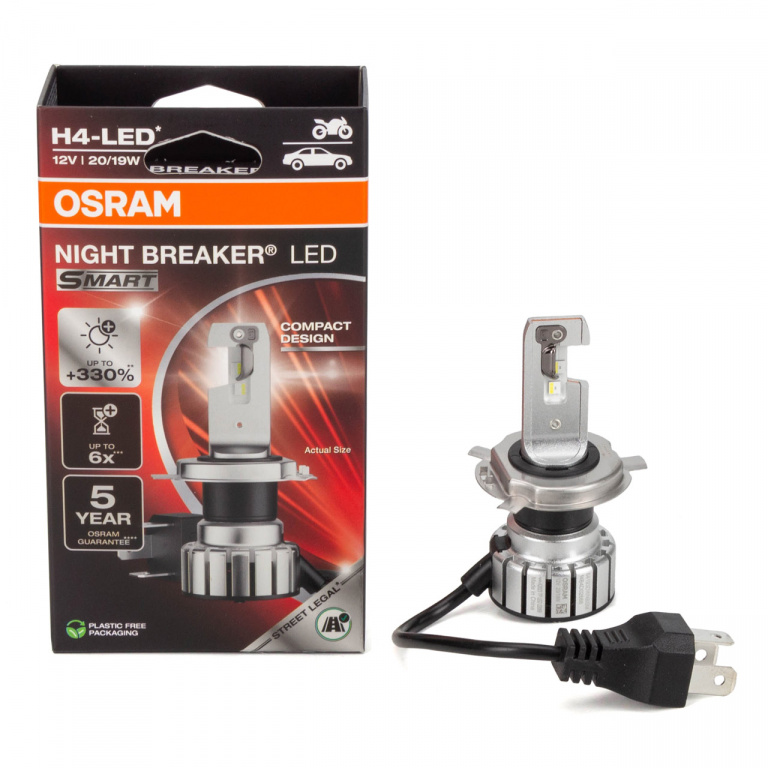 Led Osram H4 12V 20/19W P43T Night Breaker Led Smart Canbus Alb 6000K +330% 64193DWNBSM-1HB