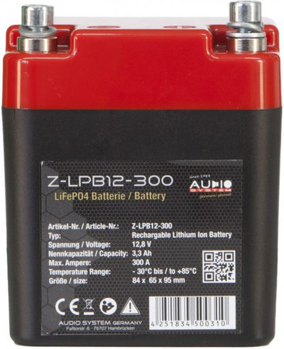 LiFePO Baterie 3,3Ah cu max 300A, BMS și IP65 0,9