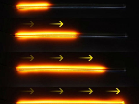Lumini de zi cu semnalizare dinamica / secventiala tip Tub Neon Flexibil 45 cm DRL-45AG-FLOW