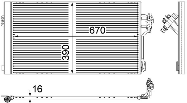 MAHLE Condensator, climatizare AC762000P compatibil cu MERCEDES-BENZ VIANO (W639) 2003 2004 2005 2006 2007 2008 2009 2010 2011 2012 2013 2014 2015 2016 2017 2018 2019