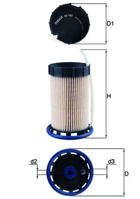 MAHLE filtru combustibil KX492 la VW PASSAT B8 Variant (3G5, CB5) 2014 2015 2016 2017 2018 2019 2020 2021 2022 2023 2024 2025