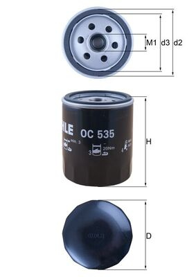 MAHLE Filtru ulei OC535 pentru FORD FOCUS II Turnier (DA_, FFS, DS) 2004 2005 2006 2007 2008 2009 2010 2011 2012