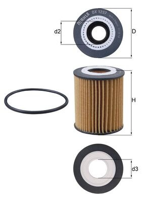 MAHLE Filtru ulei OX1237D pentru masina PEUGEOT 508 II (FB_, FH_, F3_) 2018 2019 2020 2021 2022 2023