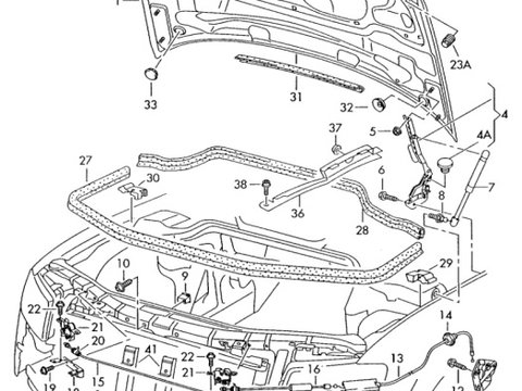 Maner exterior deschidere capota motor Audi A8 D3 3.0 TDI 2004 ASB OEM 4E0823485B