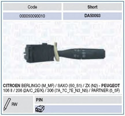 Maneta stergator semnalizare PEUGEOT PARTNER caroserie 5 MAGNETI MARELLI 000050093010 PieseDeTop