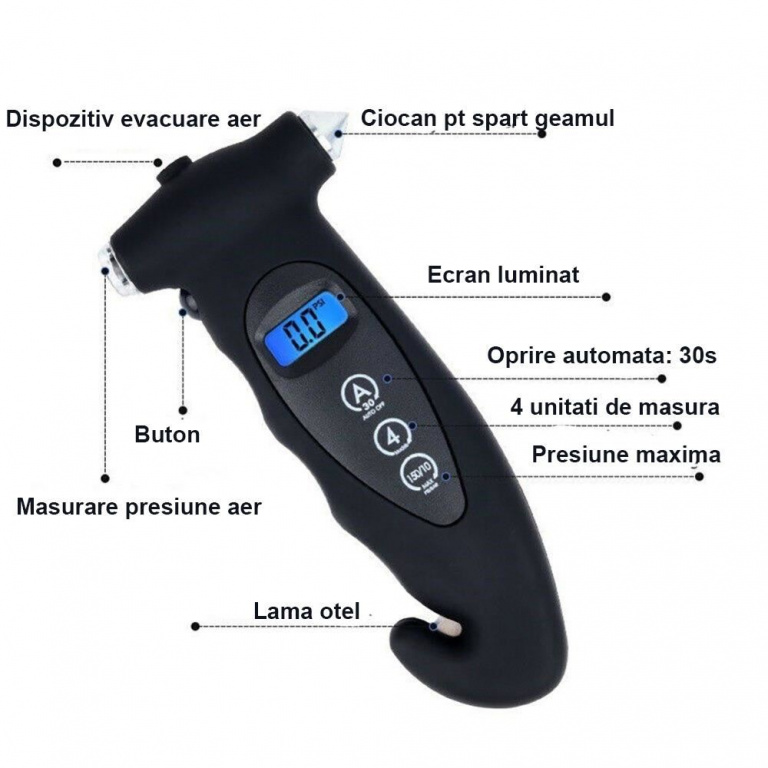 Manometru Presiune Aer Digital 4 In 1 Si