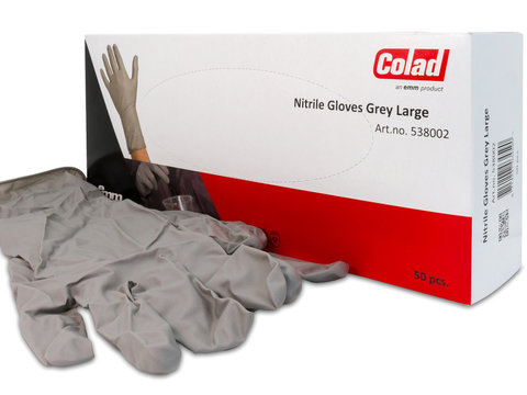 Manusi de protectie de nitril de unica folosinta, Marimea XL, gri, pachet 50 bucati, lungime 300mm, grosime 0.2 mm, Brand COLAD