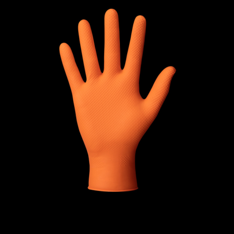 MANUSI DIN NITRIL CULOARE ORANGE STRUCTURA DIAMANT