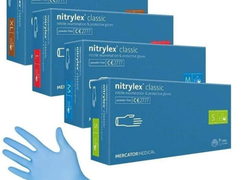 MANUSI PROTECTIE ALBASTRE DIN NITRIL CLASSIC M SET 100 BUC NITRYLEX