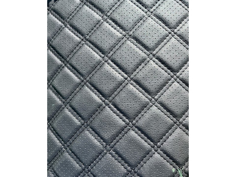 Material imitatie piele tapiterie romb cu gaurele negru/cusatura neagra ERK AL-070621-44