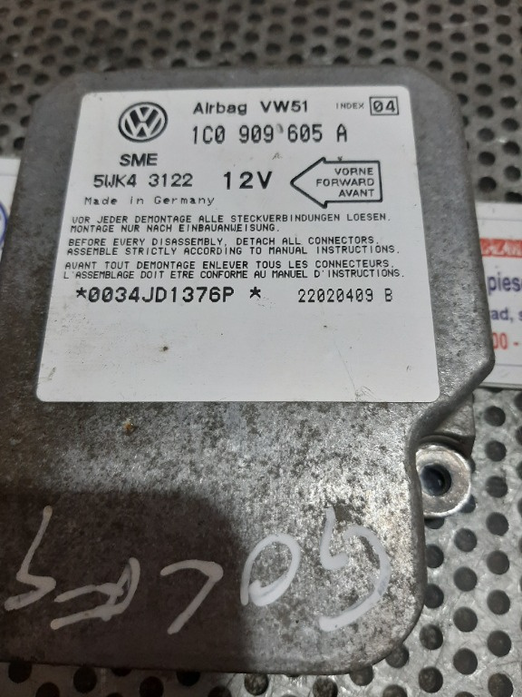 Modul airbag VW Golf 4 cod 1C0 909 605 A